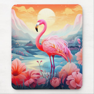Tropical Flamingo with Flowers-76280 Mouse Pad