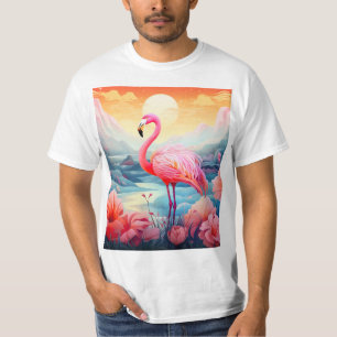 Tropical Flamingo with Flowers-76280 T-Shirt