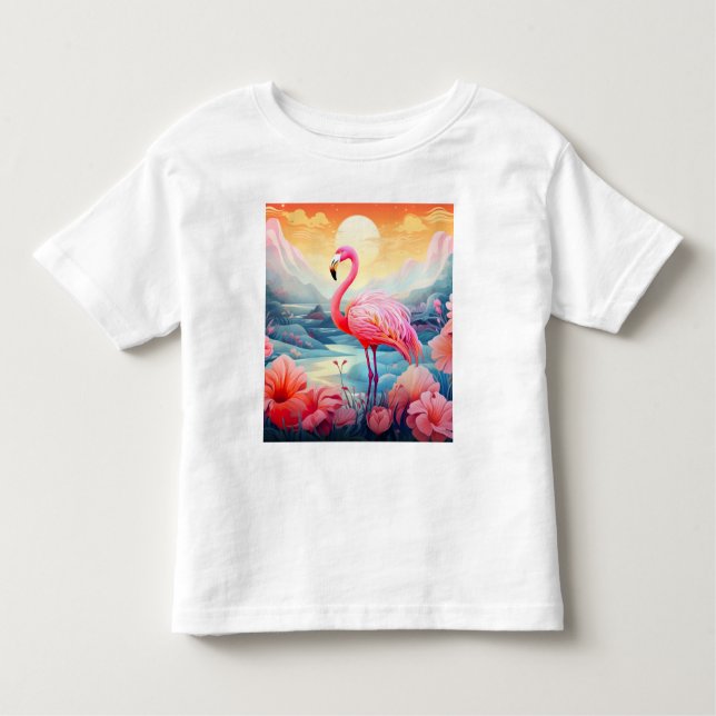 Tropical Flamingo with Flowers-76280 Toddler T-shirt (Front)