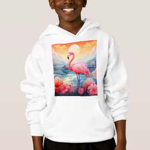 Tropical Flamingo with Flowers Hoodie