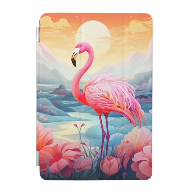 Tropical Flamingo with Flowers iPad Mini Cover (Front)