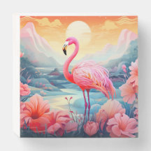 Tropical Flamingo with Flowers