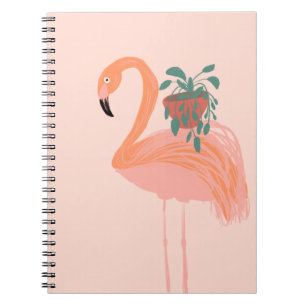 Tropical Flamingo with Potted Plant Hand Drawn    Notebook