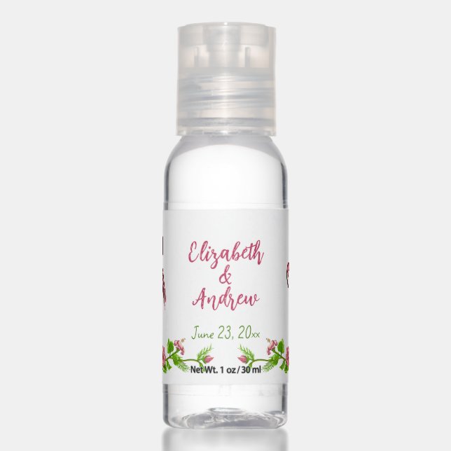 Tropical Flamingoes and flowers Hand Sanitizer (Front)