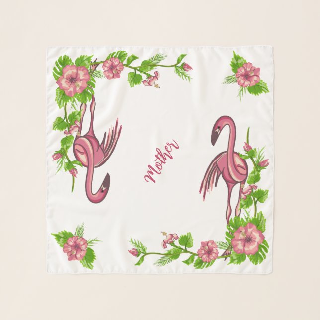 Tropical Flamingos and Flowers Chiffon Scarf (Front)