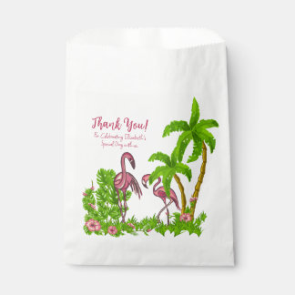 Tropical Flamingos and Flowers Favor Bags