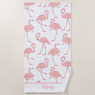 Tropical Flamingos Beach Towel