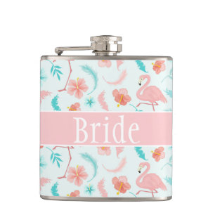 Tropical Flamingos Bride Flask