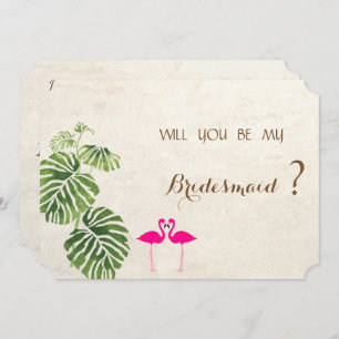 Tropical Flamingos Bridesmaid Card