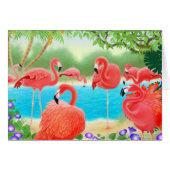 Tropical Flamingos Card (Front Horizontal)