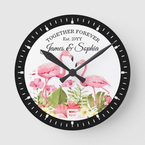Tropical Flamingos Custom Event Template-32146 Round Clock