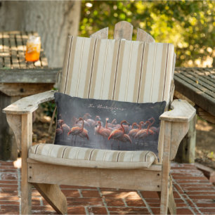 Tropical Flamingos custom name Lumbar Pillow