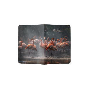 Tropical Flamingos custom name Passport Holder