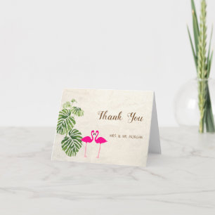 Tropical Flamingos Letterpress Thank You Card