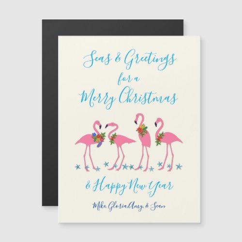 Tropical Flamingos Seas n Greetings Magnetic Cards