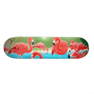 Tropical Flamingos Skateboard Deck