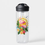 Tropical Flamingos Sunshine and Flowers Water Bottle