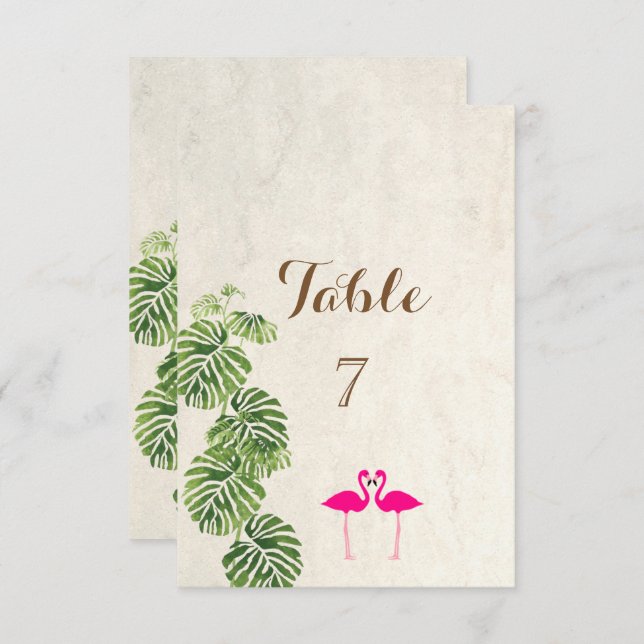 Tropical Flamingos   Table Card (Front/Back)