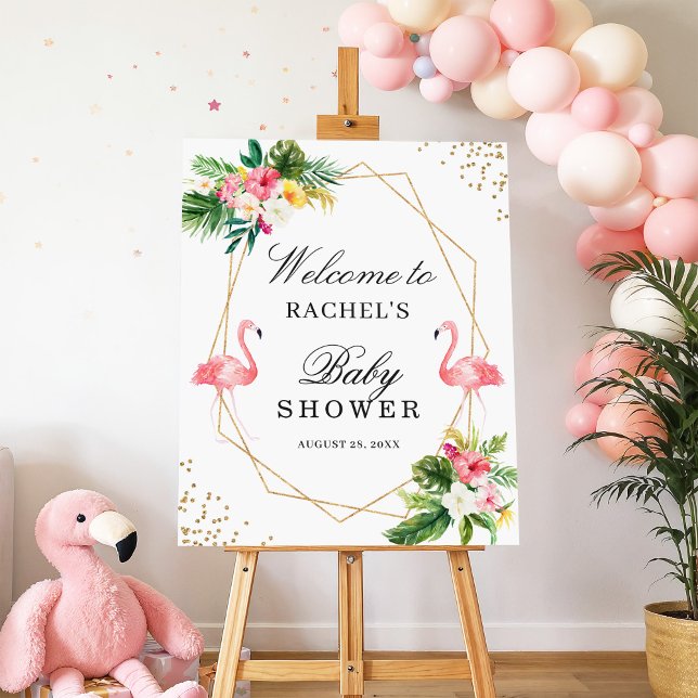 Tropical Flamingos Twin Girls Baby Shower Sign (Creator Uploaded)