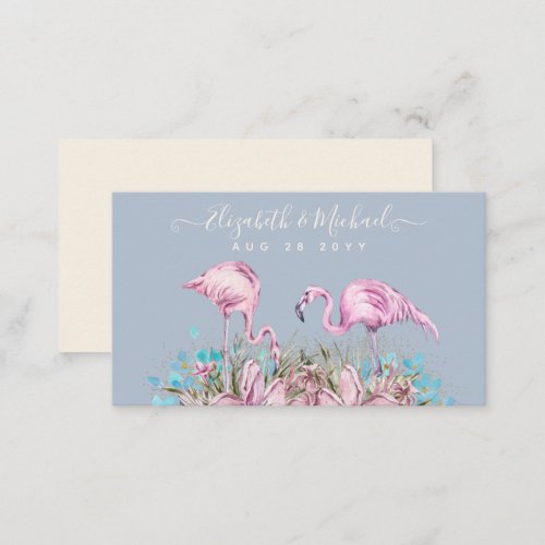 Tropical Flamingos Wedding Business Card