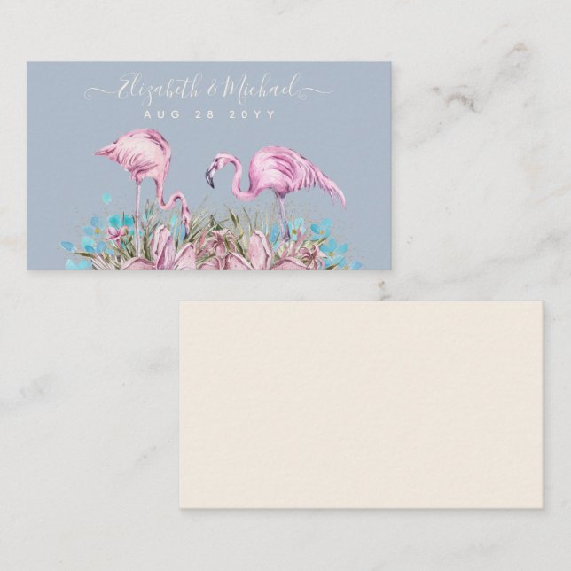 Tropical Flamingos Wedding Business Card (Front/Back)