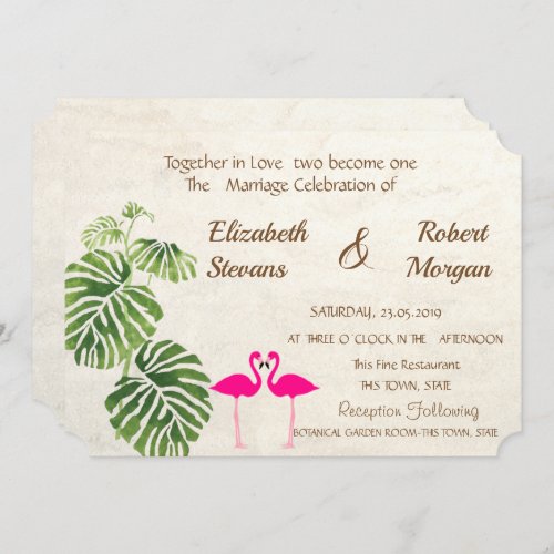 Tropical Flamingos  Wedding Invitation