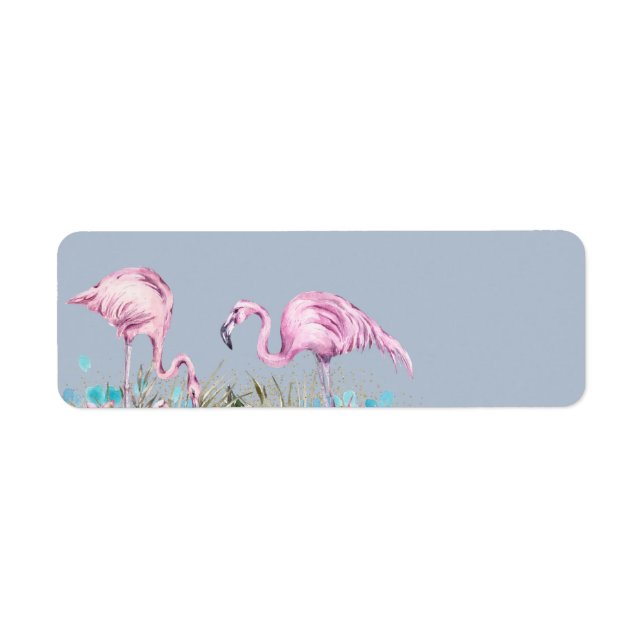 Tropical Flamingos Wedding Label (Front)