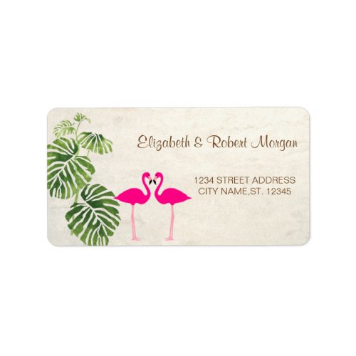 Tropical Flamingos Wedding Label