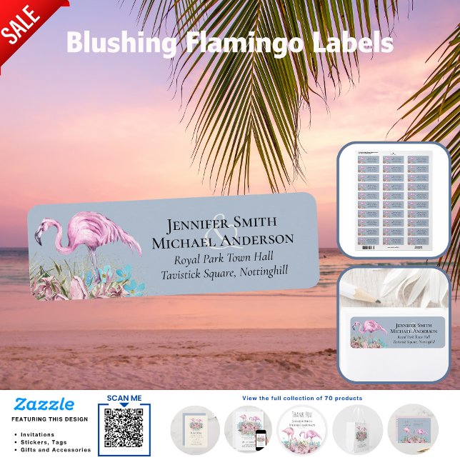 Tropical Flamingos Wedding Label (Creator Uploaded)
