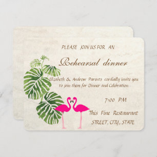 Tropical Flamingos Wedding Rehearsal Dinner Invitation