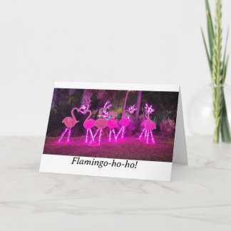 Tropical Flamongo Neon Christmas Card