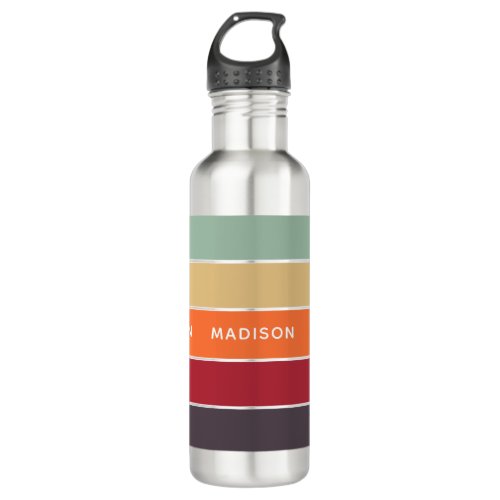 Tropical Flavors Color Block Personalized Name Stainless Steel Water Bottle