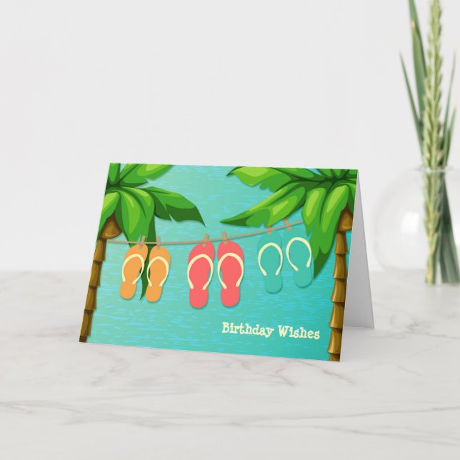 Tropical Flip Flops Birthday Card (Front)