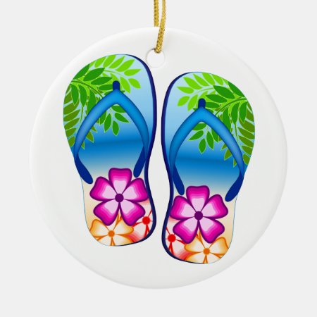 Tropical Flip Flops Ceramic Ornament