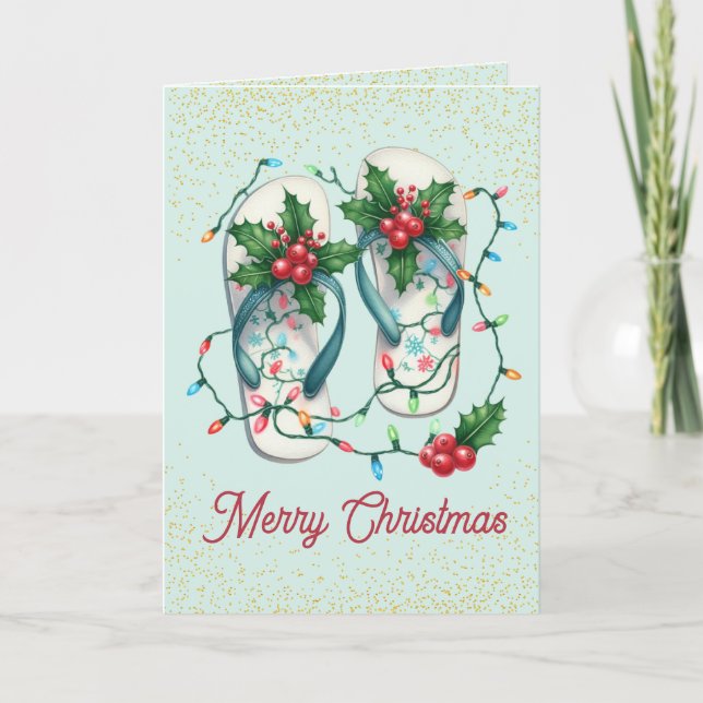 Tropical Flip Flops Christmas Card (Front)