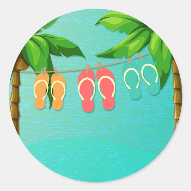 Tropical Flip Flops Classic Round Sticker (Front)