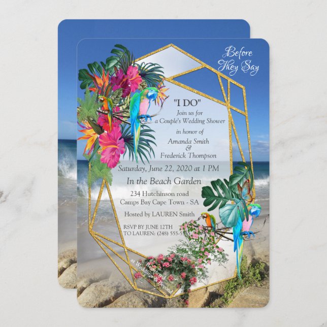 Tropical Flora Paradise at Sunset Invitation (Front/Back)