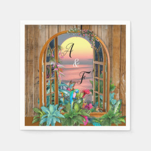 Tropical Flora Paradise at Sunset Napkins
