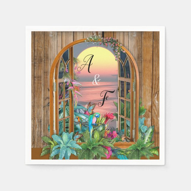 Tropical Flora Paradise at Sunset  Napkins (Front)