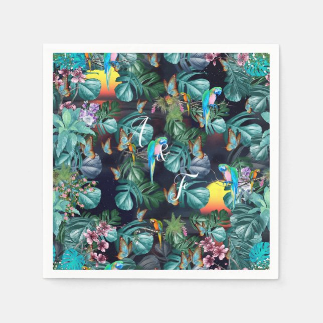 Tropical Flora Paradise at Sunset  Napkins (Front)