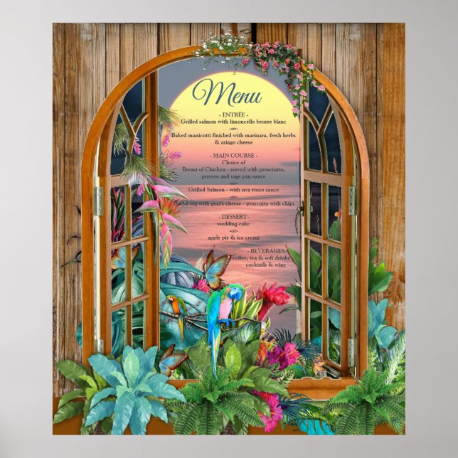 Tropical Flora Paradise at Sunset Poster (Front)