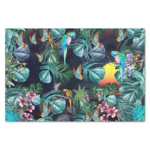 Tropical Flora Paradise at Sunset Tissue Paper