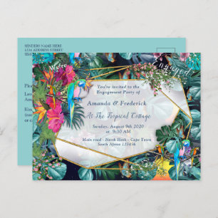 Tropical Flora Paradise & Birds Invitation Postcard