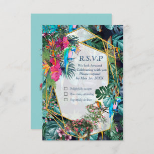 Tropical Flora Paradise & Birds RSVP Card