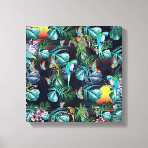 Tropical Flora Paradise Repeat Scenery  Canvas Print