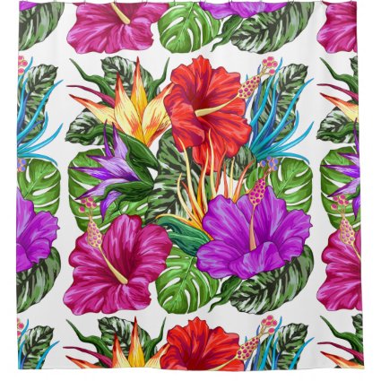 Tropical Flora Summer Mood Pattern Shower Curtain