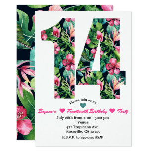 14th birthday invitations zazzle