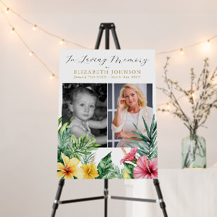 Tropical Floral 2 Photo Celebration Of Life Sign