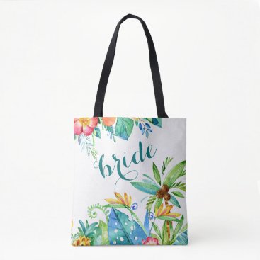Tropical Floral 2-sided Custom Bride Tote Bag Tropical Floral 2-sided Custom Bride Tote Bag