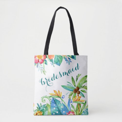 Tropical Floral 2_sided Personalized Bridesmaid Tote Bag